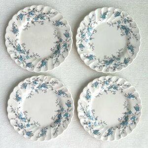 (4) FORGET-ME-NOT english bone china dessert plates staffordshire ware